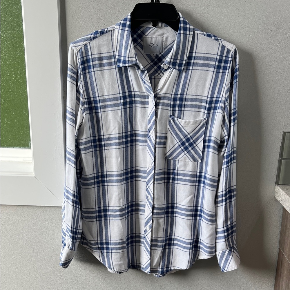 Rails Blue and White Plaid Women's Button Down Shirt